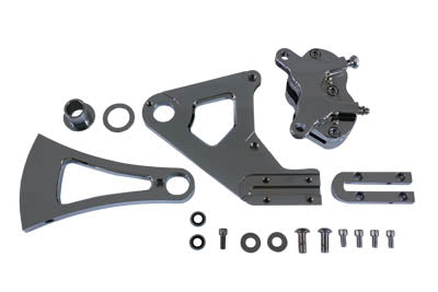 Chrome Rear 4 Piston Caliper and Bracket Kit