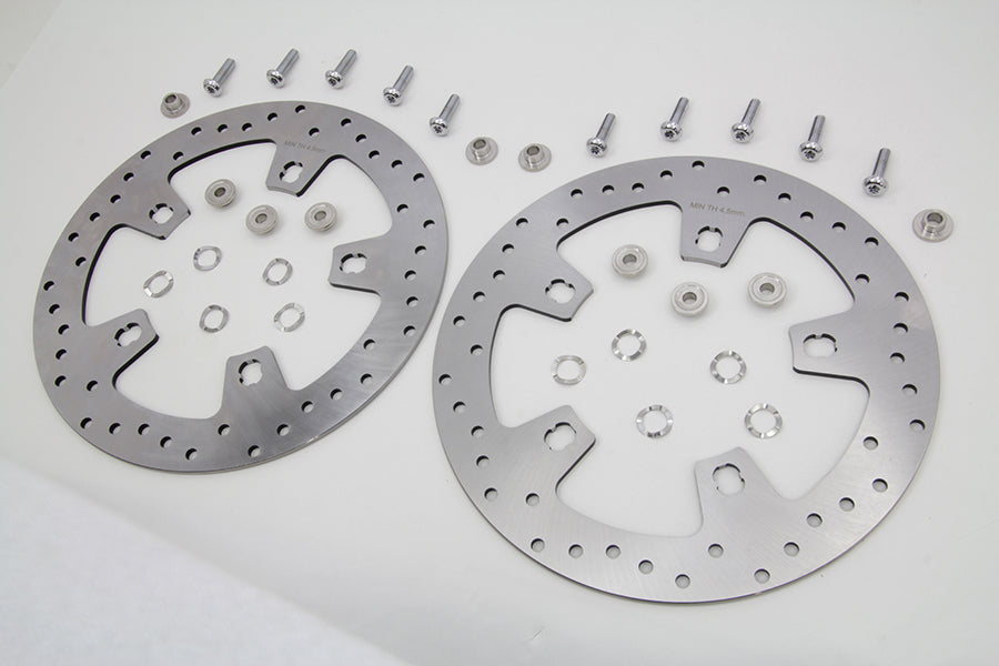 11.8 Drilled Front Brake Disc Set Stainless Steel