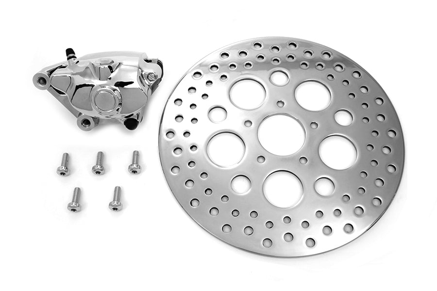 Chrome Front 4 Piston Caliper and 11-1/2 Disc Kit