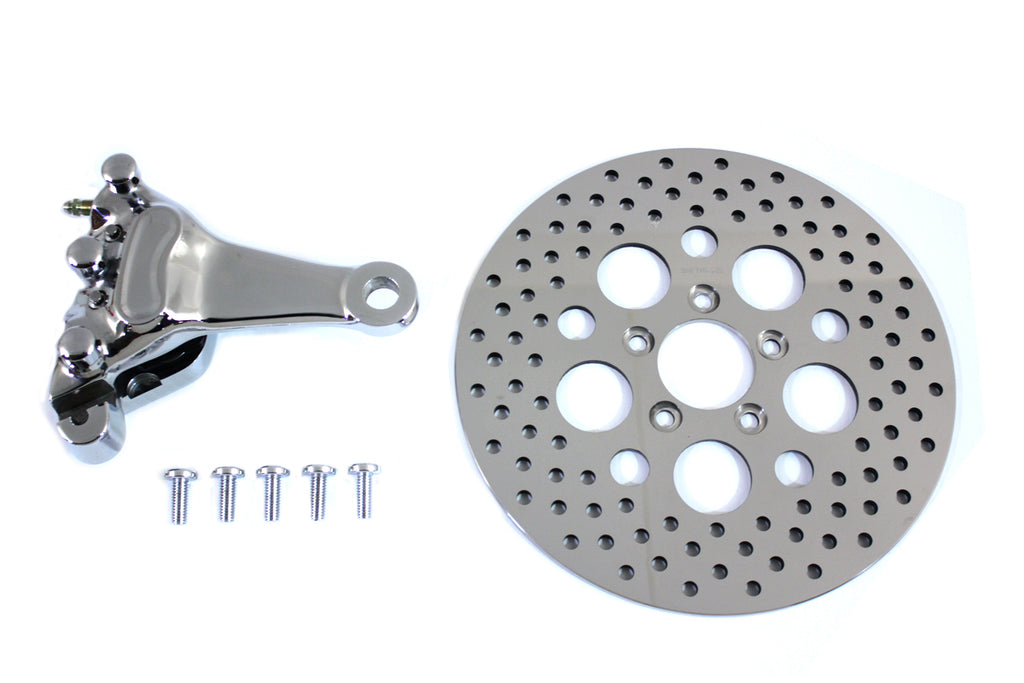 Chrome Rear 4 Piston Caliper and 11-1/2 Disc Kit