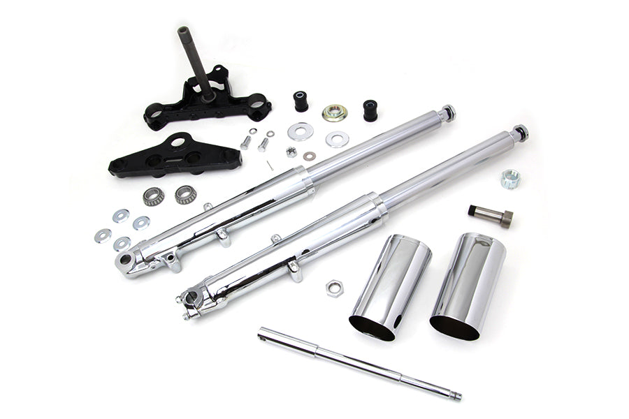 Fork Assembly with Chrome Sliders Left Side Drum Brake