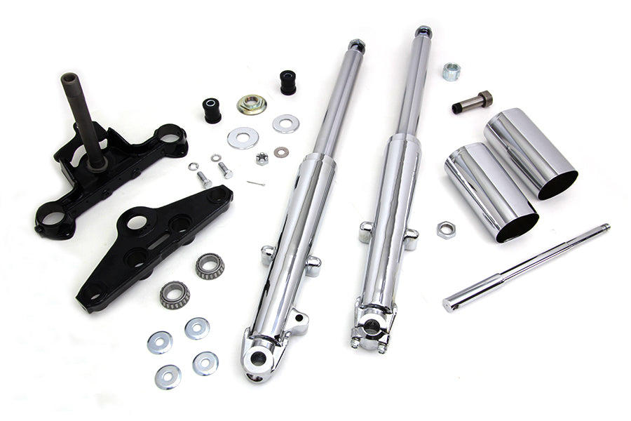 Fork Assembly with Chrome Sliders Left Side Drum Brake