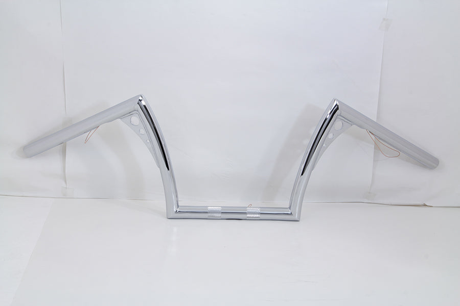 10 Z-Bar Handlebar with Wiring Indents and Holes Chrome