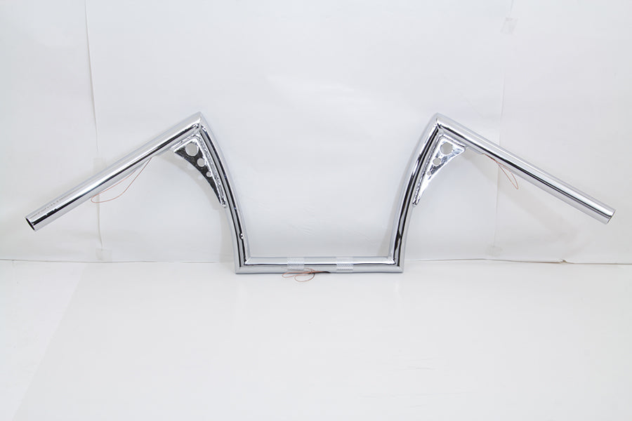 10 Z-Bar Handlebar with Wiring Indents and Holes Chrome