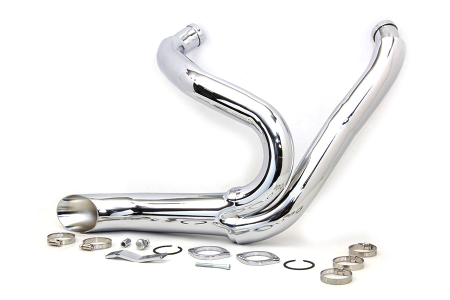 Chrome Wyatt Gatling 2 into 1 Exhaust Pipe Header Kit