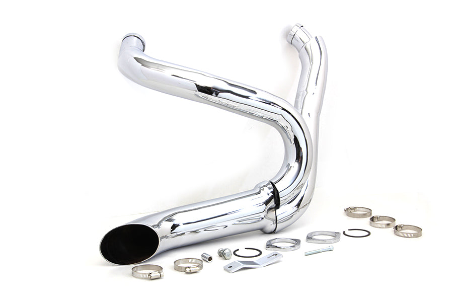 Chrome Wyatt Gatling 2 into 1 Exhaust Pipe Header Kit