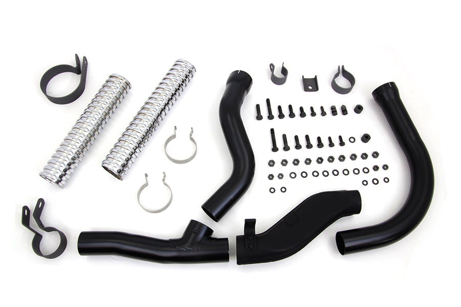 Black Replica Panhead Exhaust Header Kit