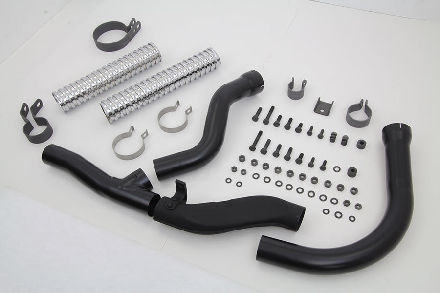 Black Replica Panhead Exhaust Header Kit