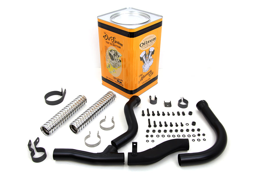 Black Replica Panhead Exhaust Header Kit