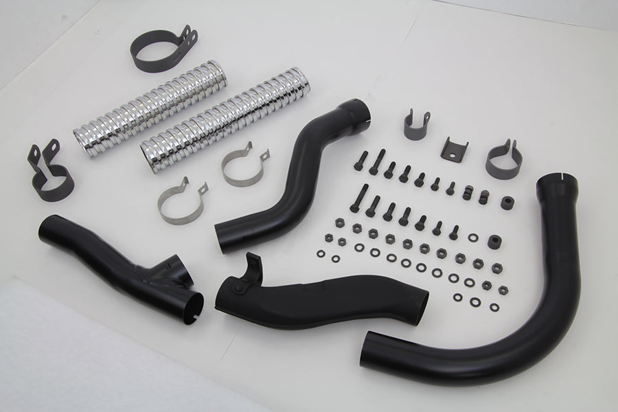 Black Replica Panhead Exhaust Header Kit