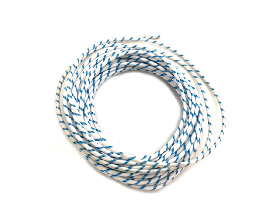 White with Blue Dot 25' Braided Wire