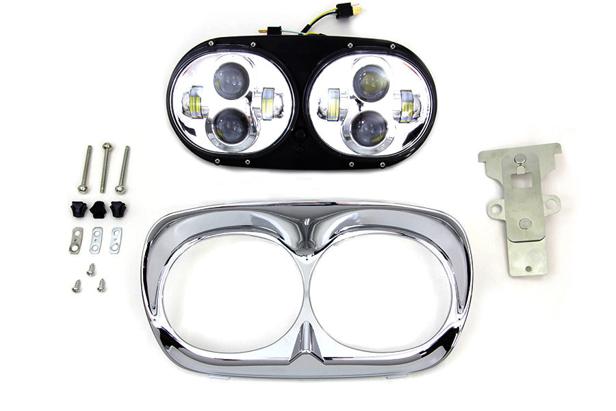 Chrome Dual LED Headlamp Unit