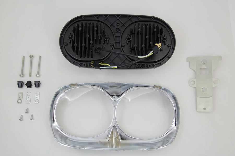 Chrome Dual LED Headlamp Unit