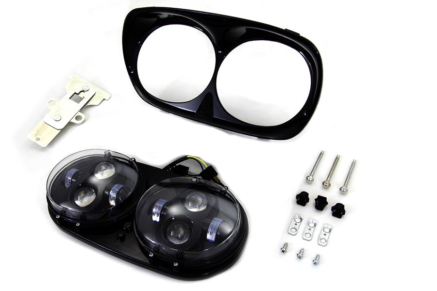 Black Dual LED Headlamp Unit