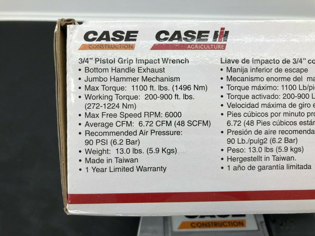 Case IH Air Impact Wrench 3/4" Drive 1100ft lb Torque Snap on Blue Point